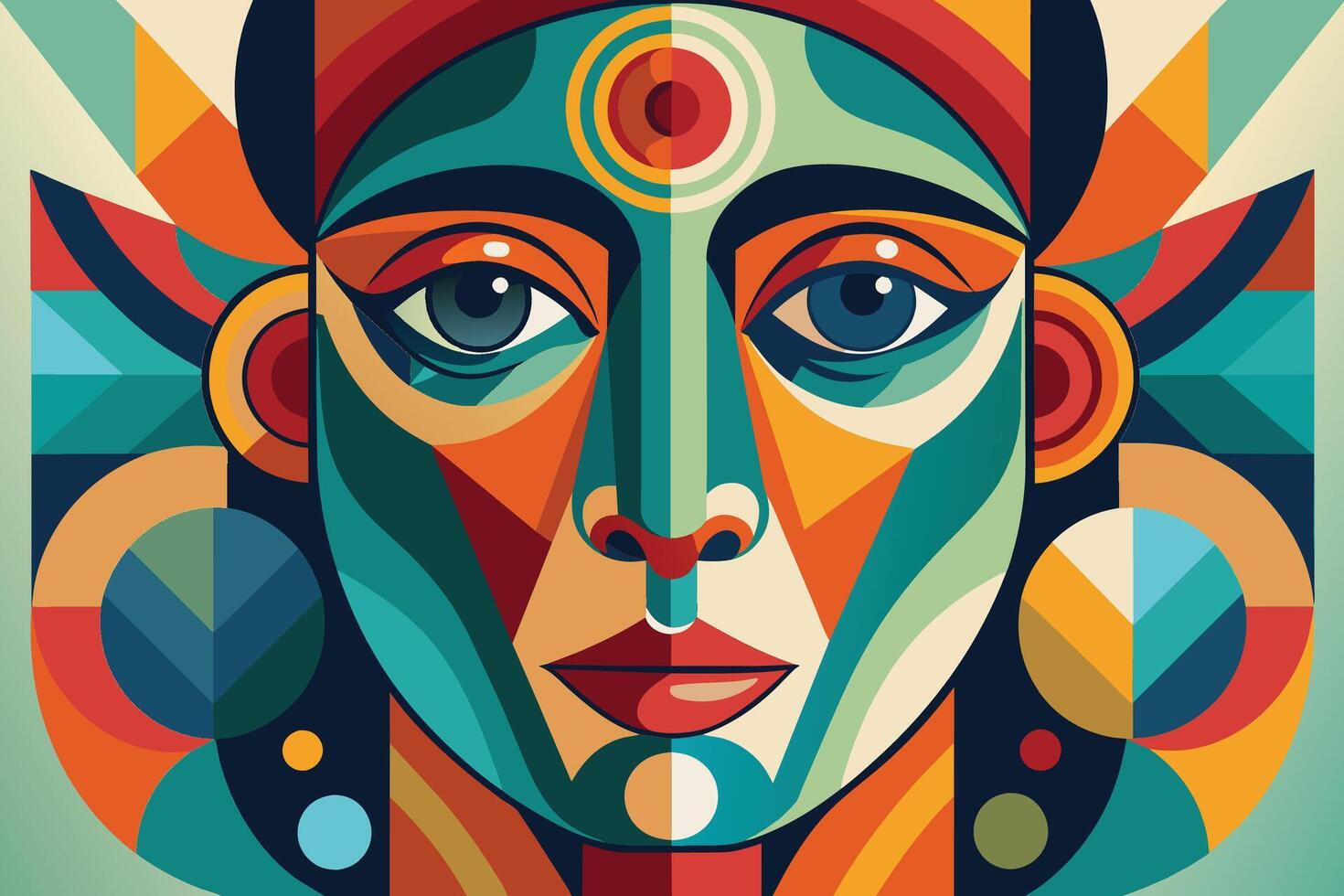 A colorful poster with a woman's face vector