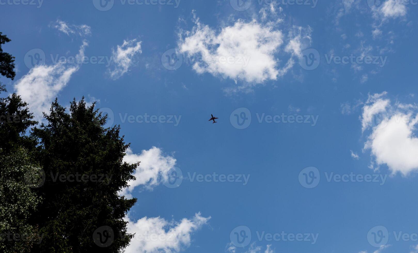 jet plane flying in blue sky photo