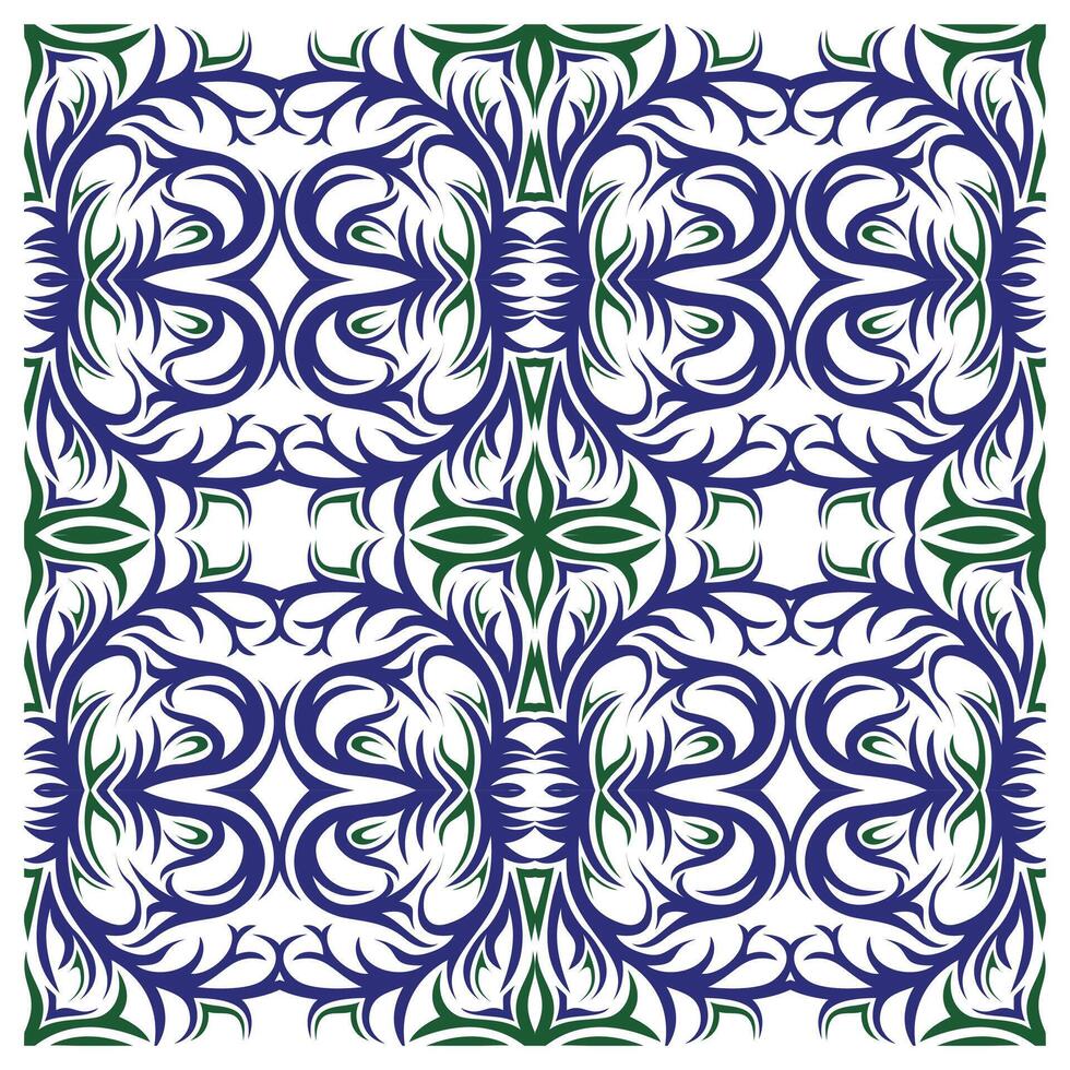 A blue and green floral pattern vector