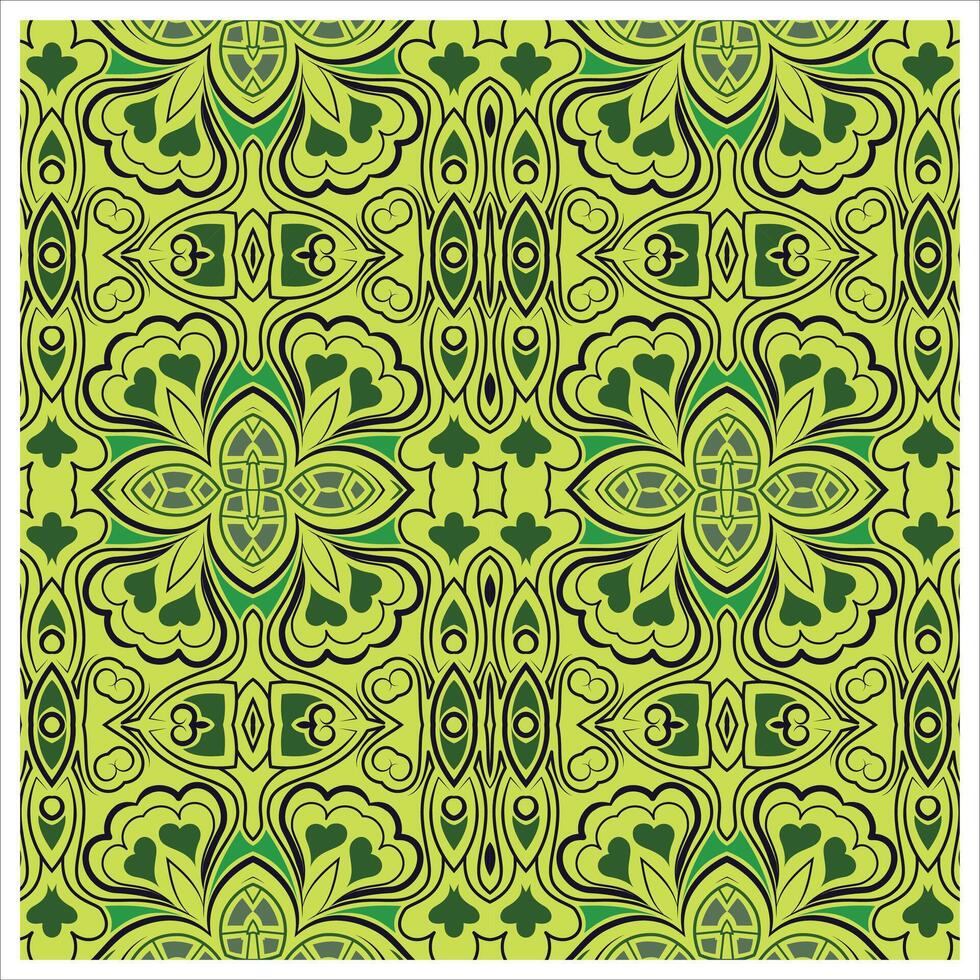 A green and yellow floral pattern vector