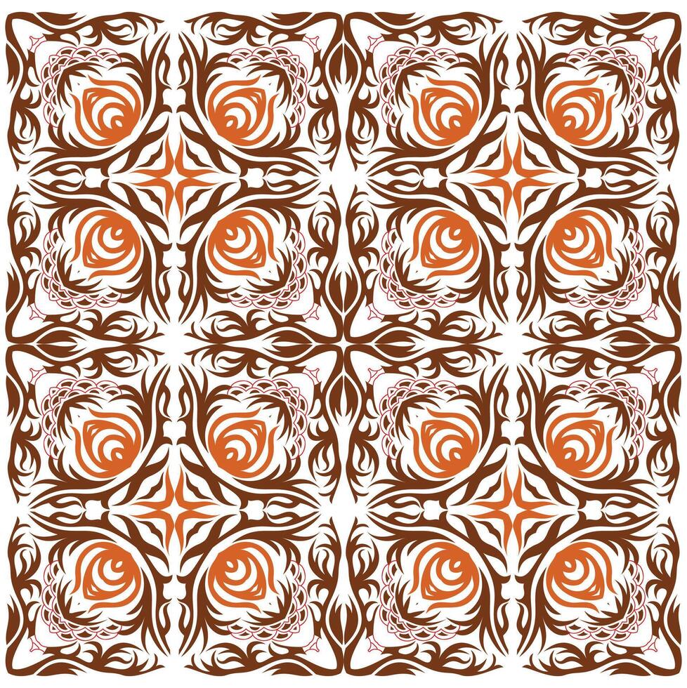 A brown and orange floral pattern vector