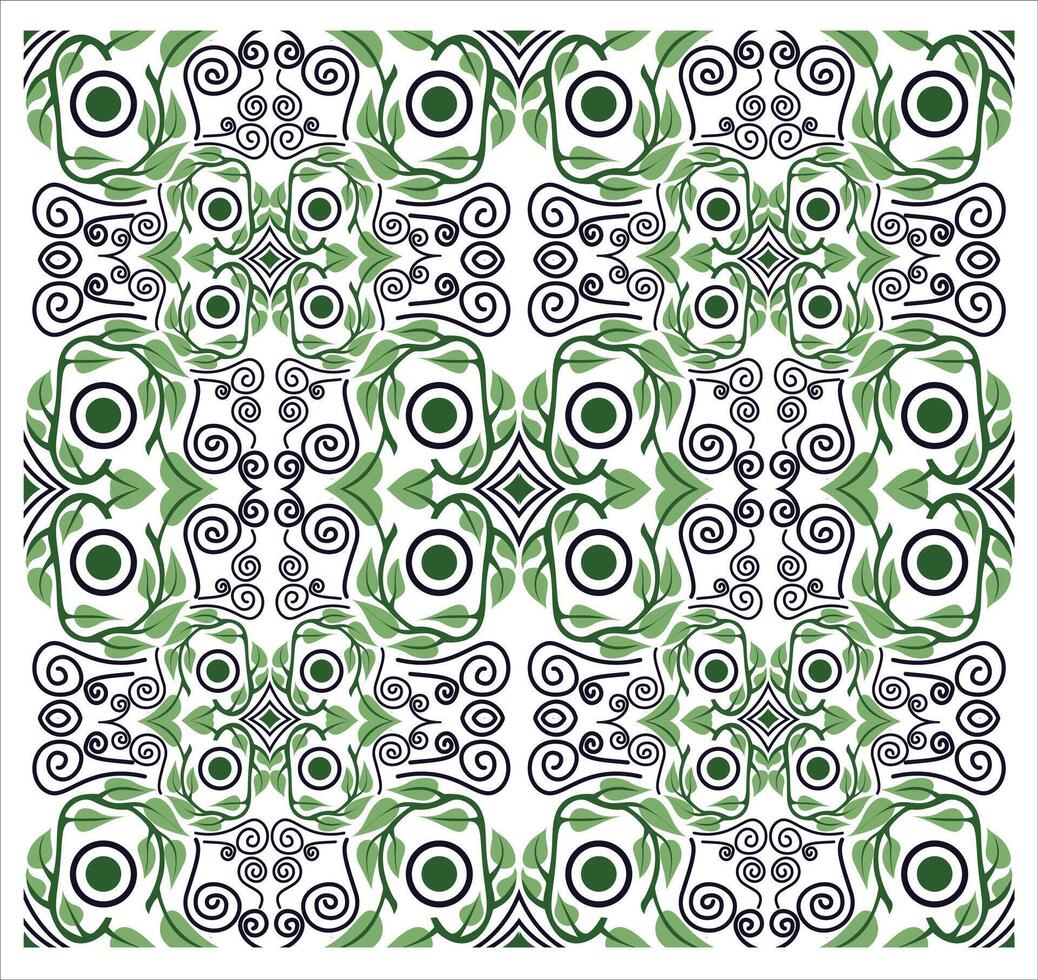A green and white floral pattern vector