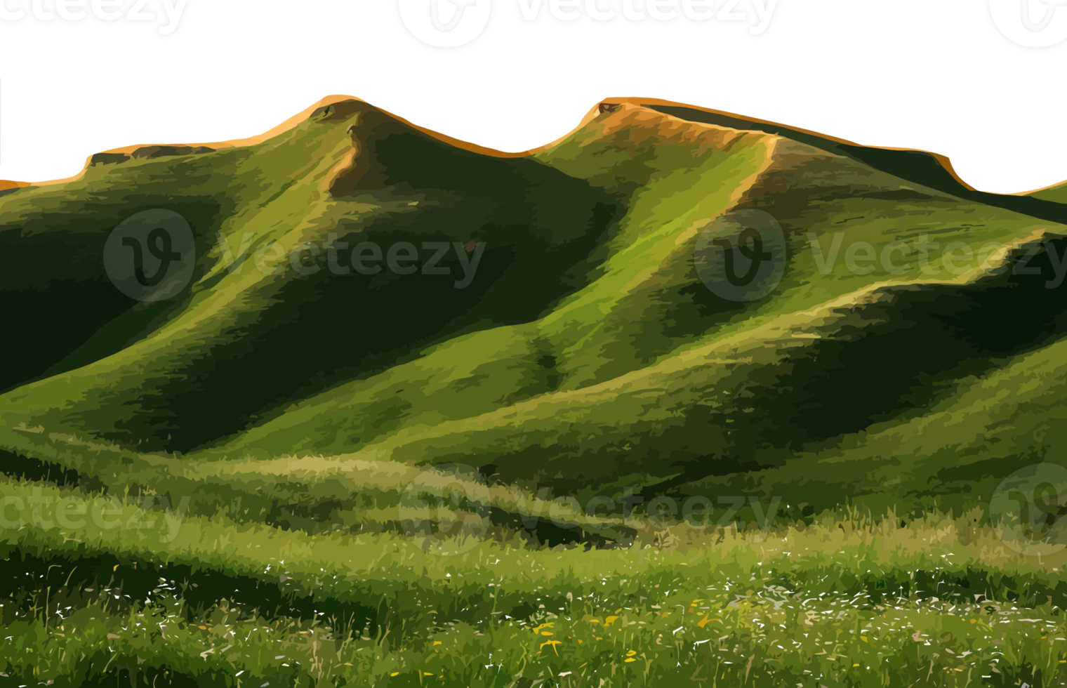 Green hills lanscape cut out natural view grass beauty nature background fertile mountain white transparent farm sunset png