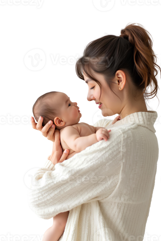 A woman holding a baby in her arms png