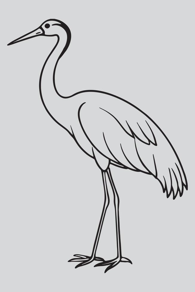A drawing of a crane on a gray background vector