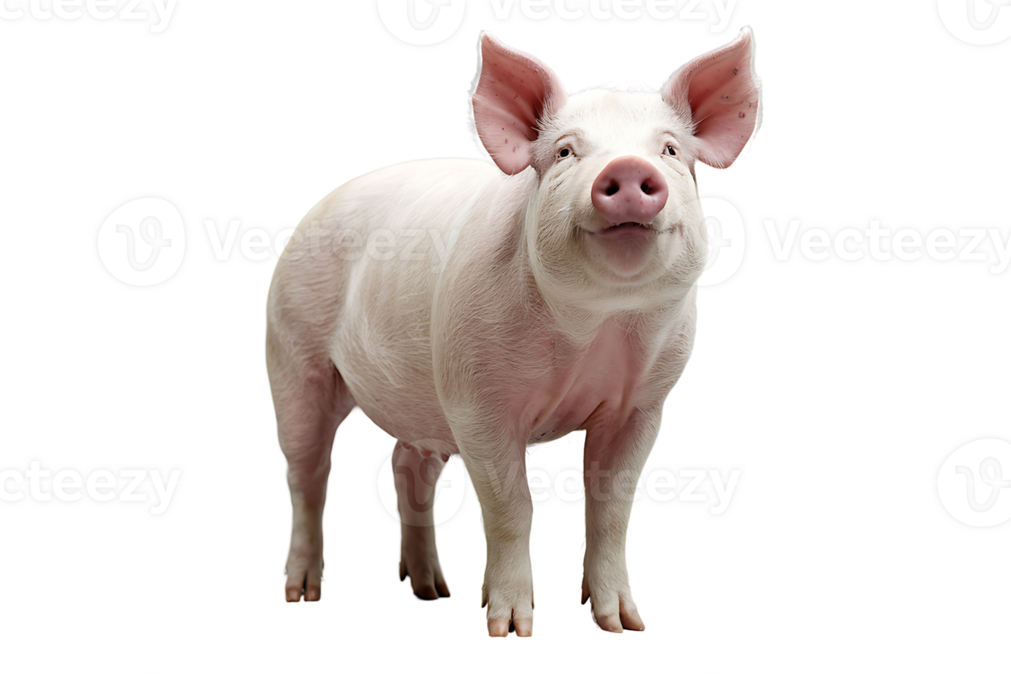 young piglet with pink skin on transparent background png