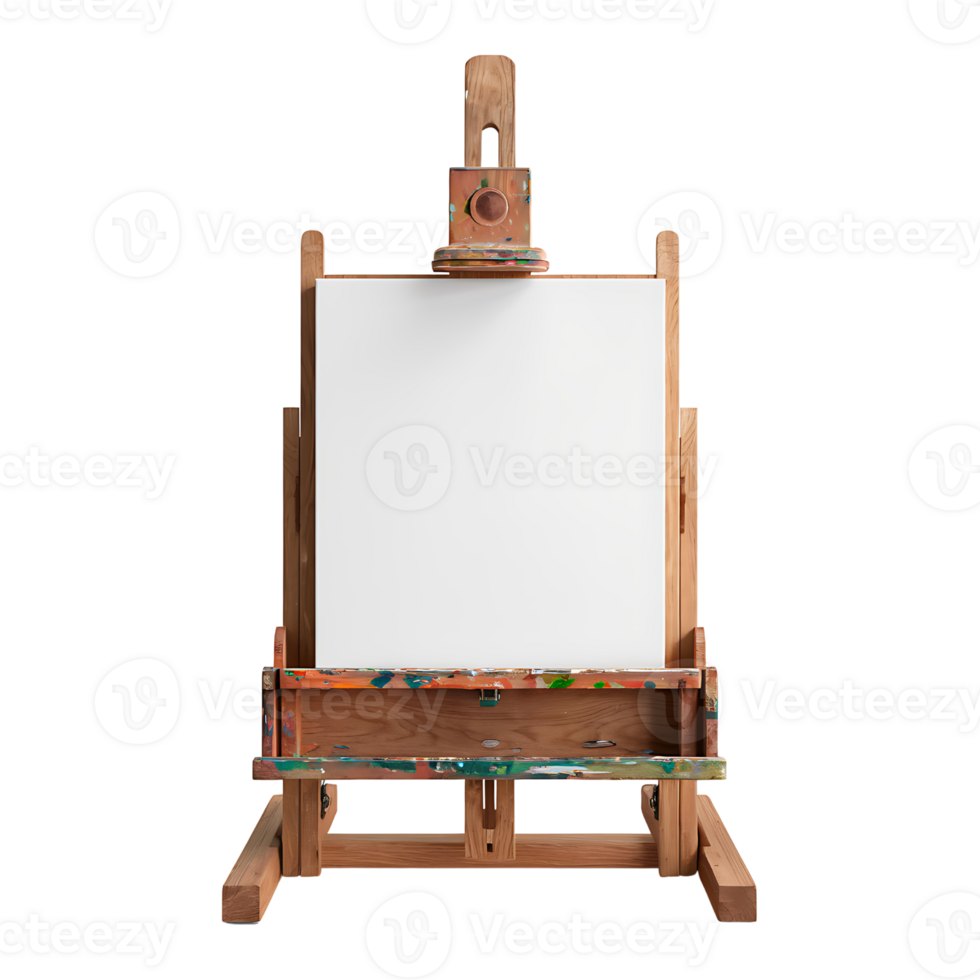 easel with a blank canvas on transparent background png