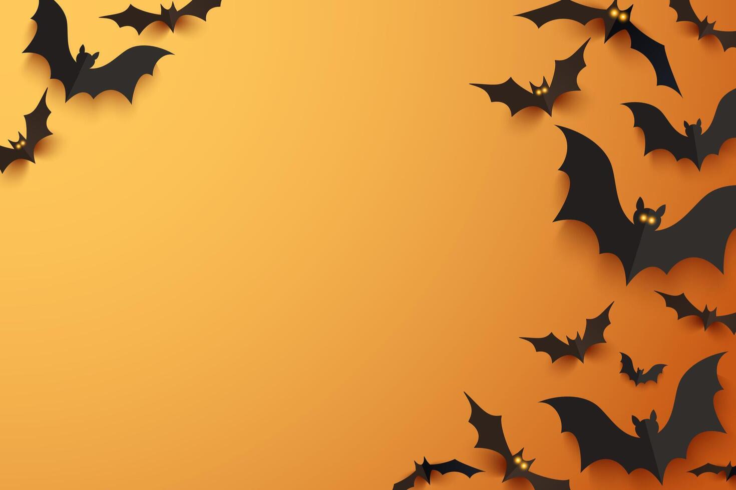 Halloween bats flying over orange background vector