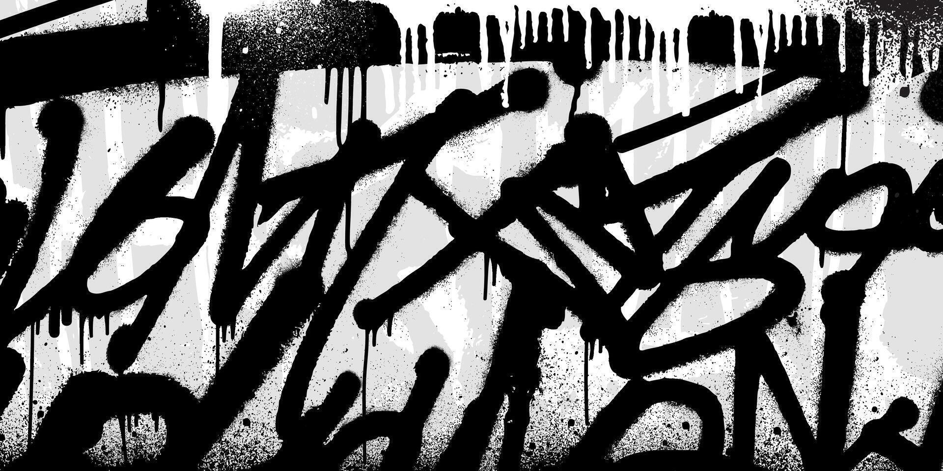 Abstract graffiti background with scribbles and brush hand-drawn style. Black and white tagging urban theme. vector