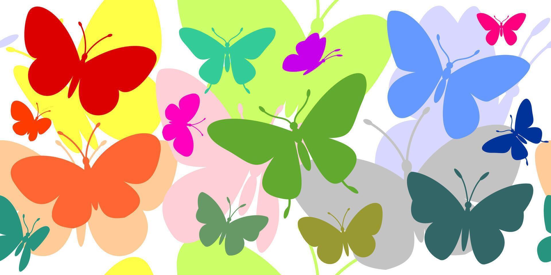Seamless design of beautiful colorful butterflies for background. Butterfly pattern for backdrop, flyer, banner, cover, wallpaper, wall decoration, and more. vector