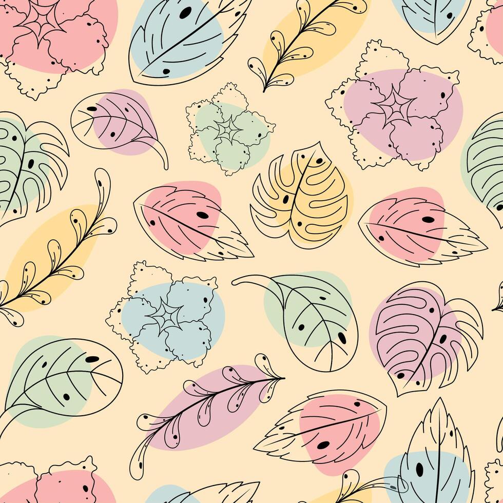 Pastel floral and leaf pattern with modern touch vector