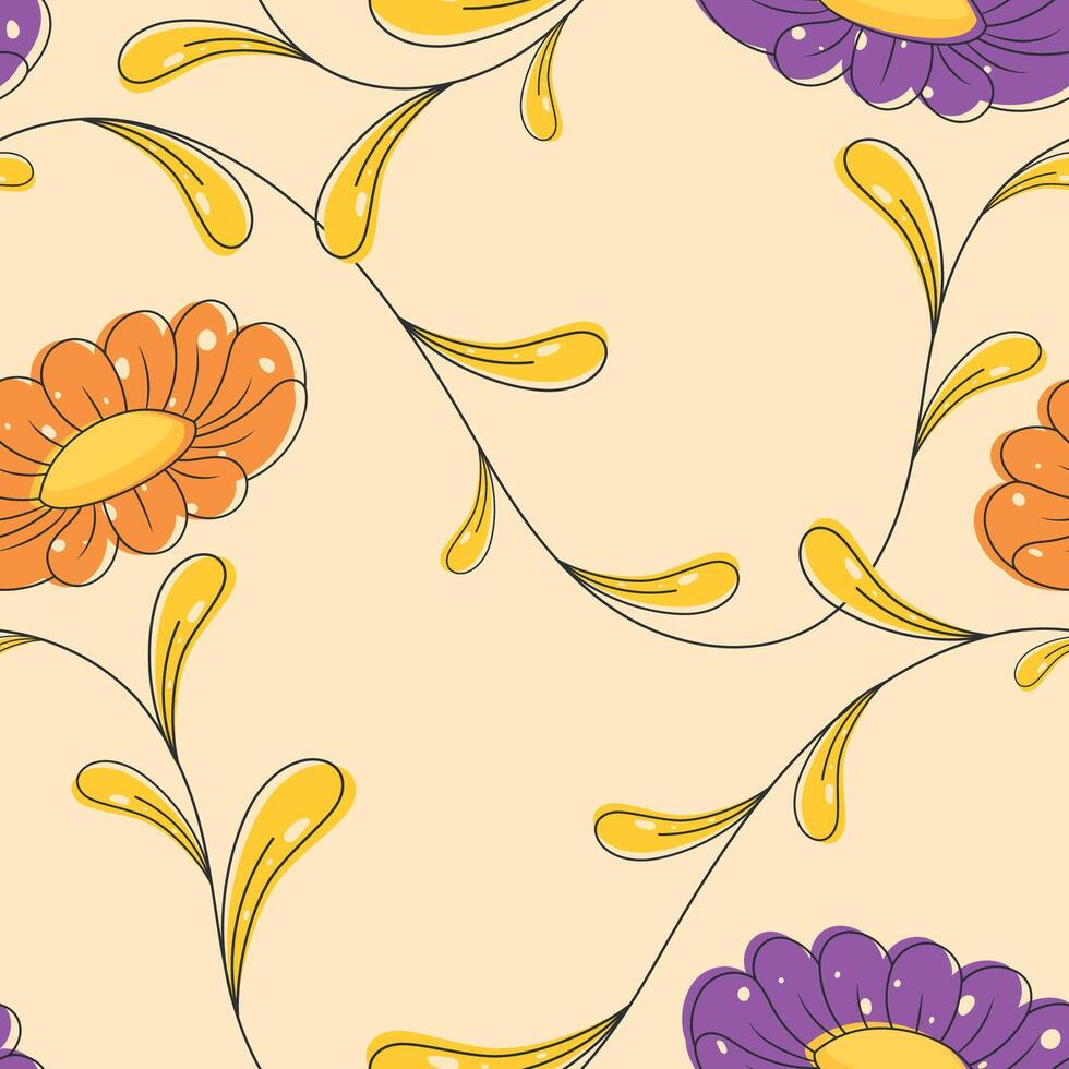 Vibrant floral and leaf pattern in modern style vector