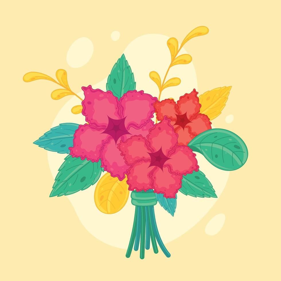 Colorful floral bouquet with red flowers vector