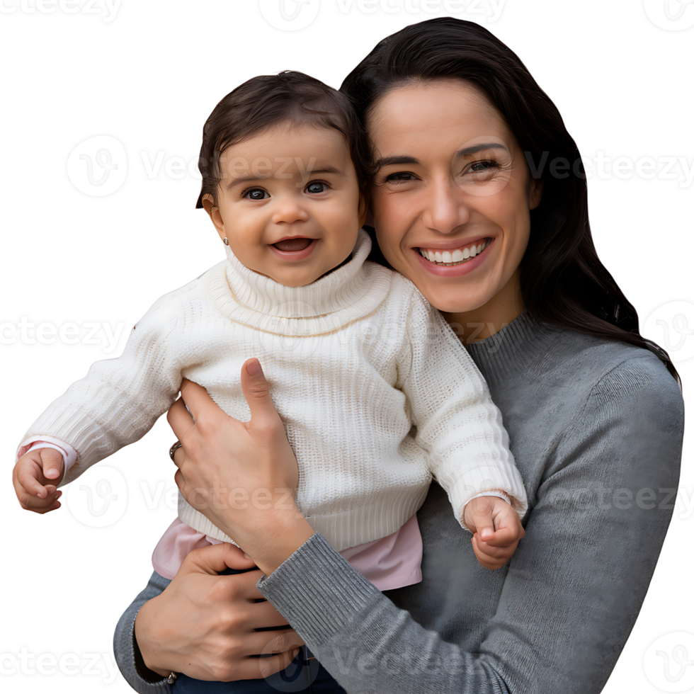 A woman holding a baby and smiling png