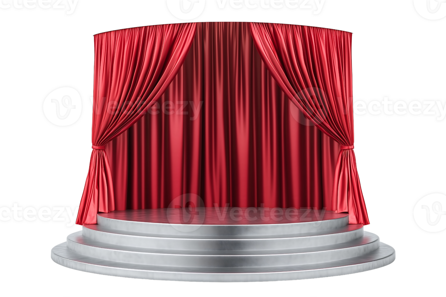 Stage with red curtains and a podium png