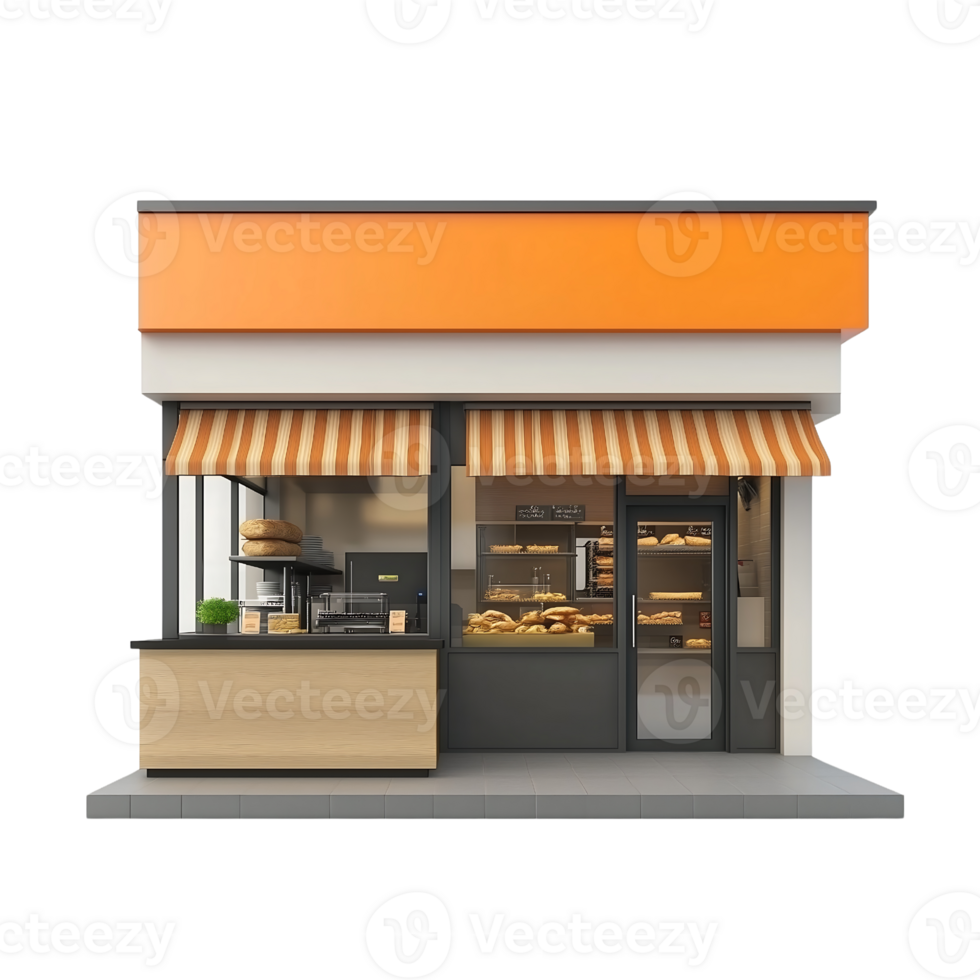 A small bakery shop with an orange awning png