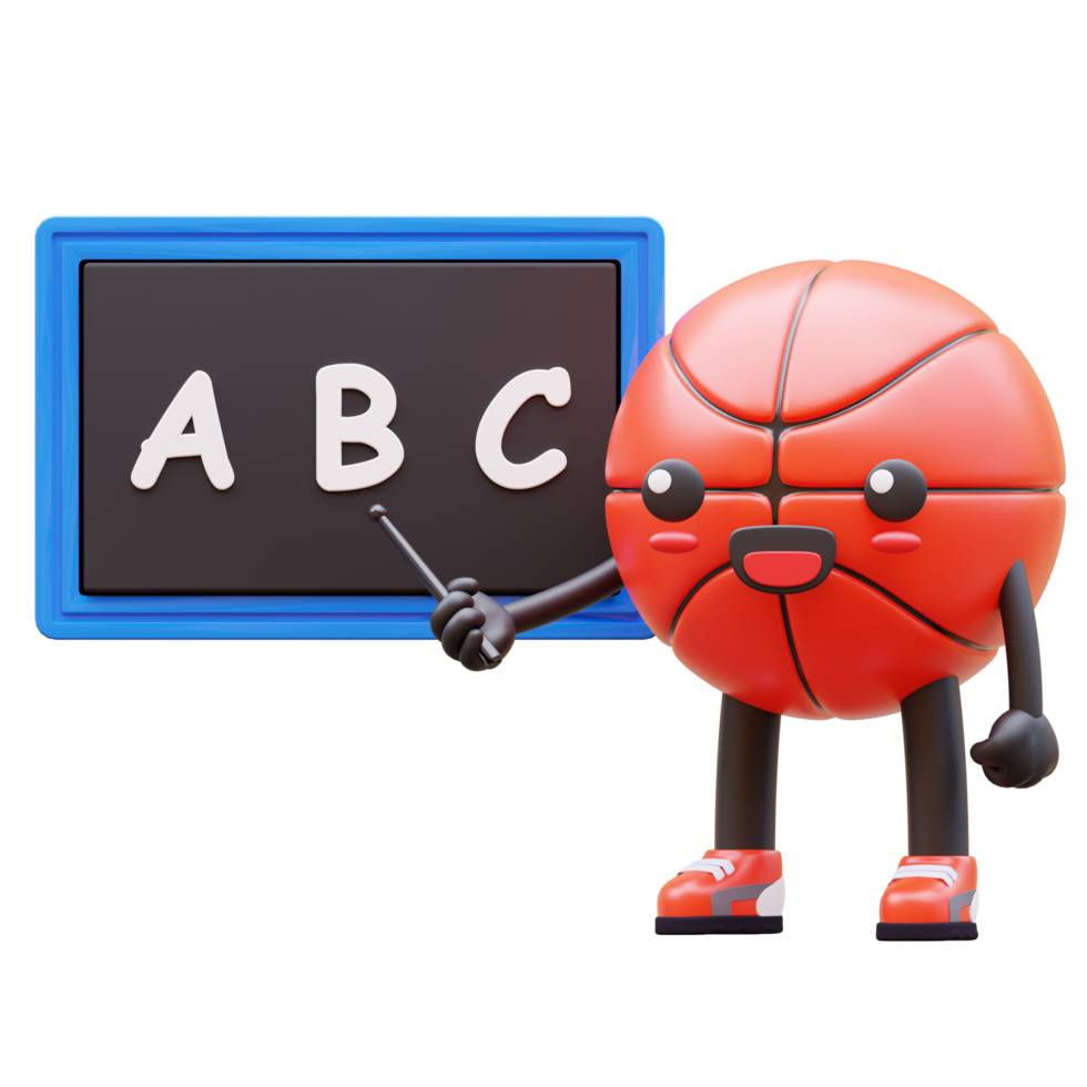 3D Basketball Character Teaching ABC Letters On Blackboard Suitable For Educational And Learning Content png