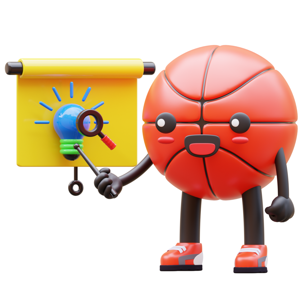 3D Basketball Character Teaching Alphabet And Graphs Suitable For Education And Learning Concepts png