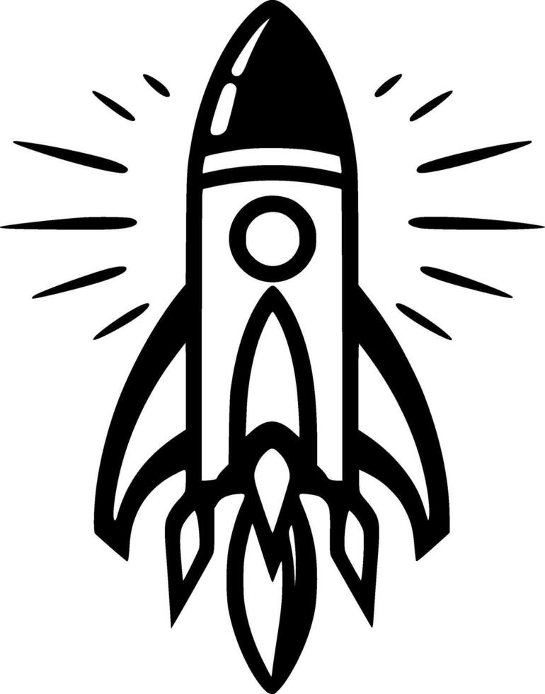 Rocket - Black and White Isolated Icon - illustration vector