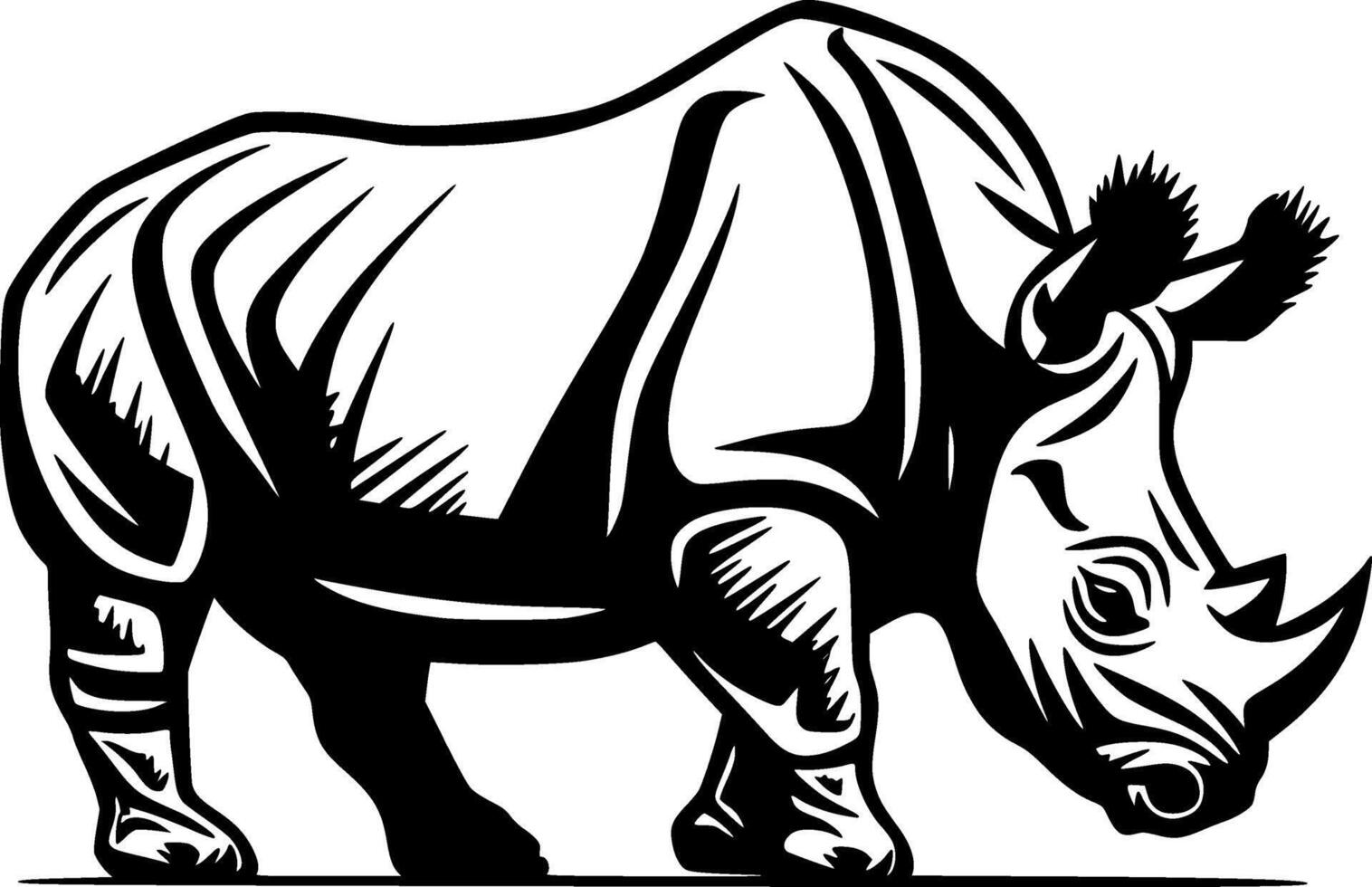 Rhinoceros - Black and White Isolated Icon - illustration vector