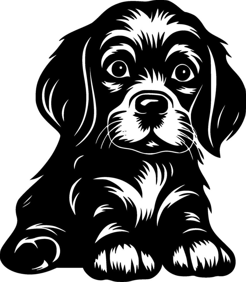 Puppy, Minimalist and Simple Silhouette - illustration vector