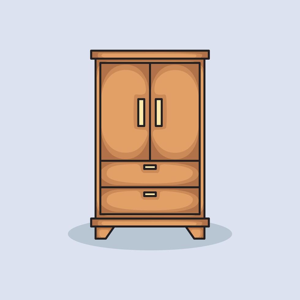 Bed Wardrobe Cupboard design illustration and icon for website, digital and print vector