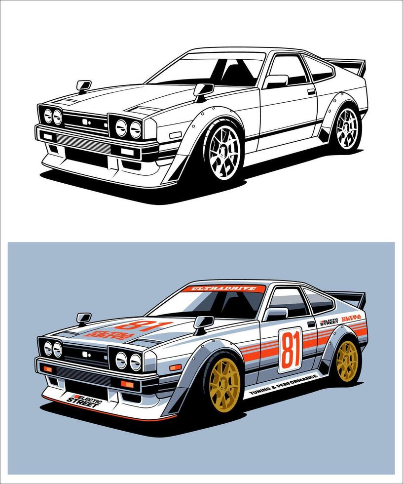 Ultradrive Racing Car Vintage Illustration vector