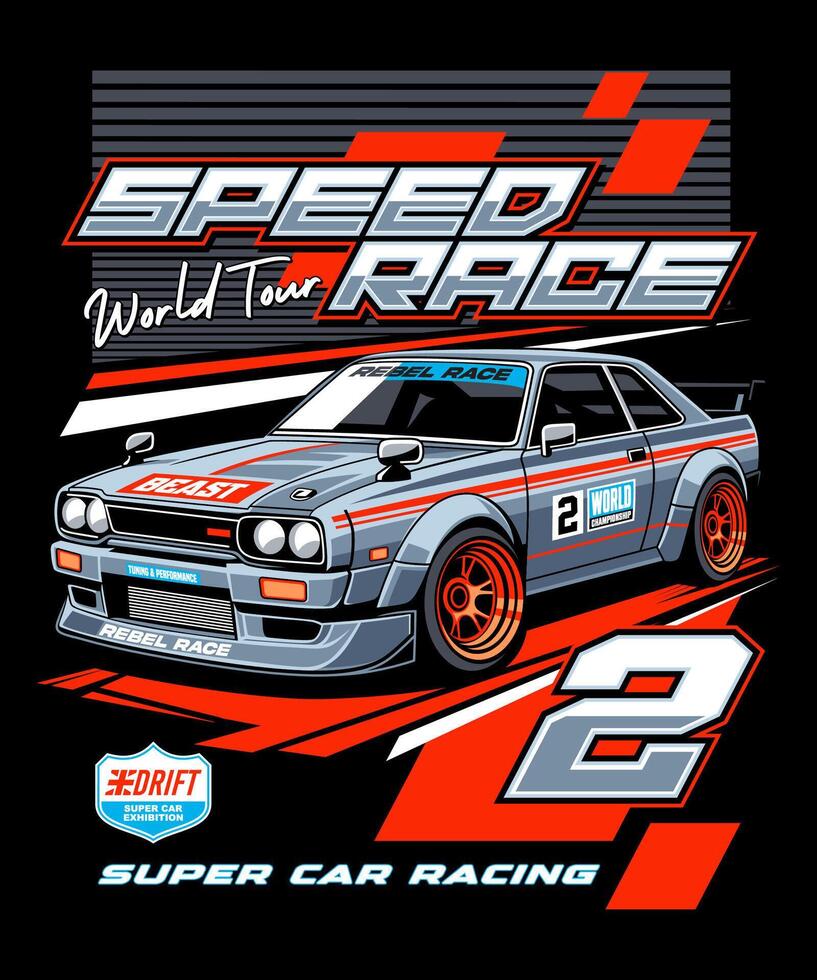 Speed Race World Tour Racing Car Design vector