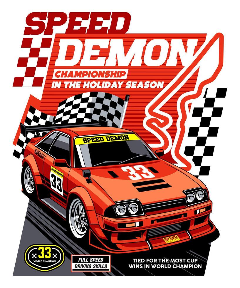 Speed Demon Racing Champion Illustration Design vector