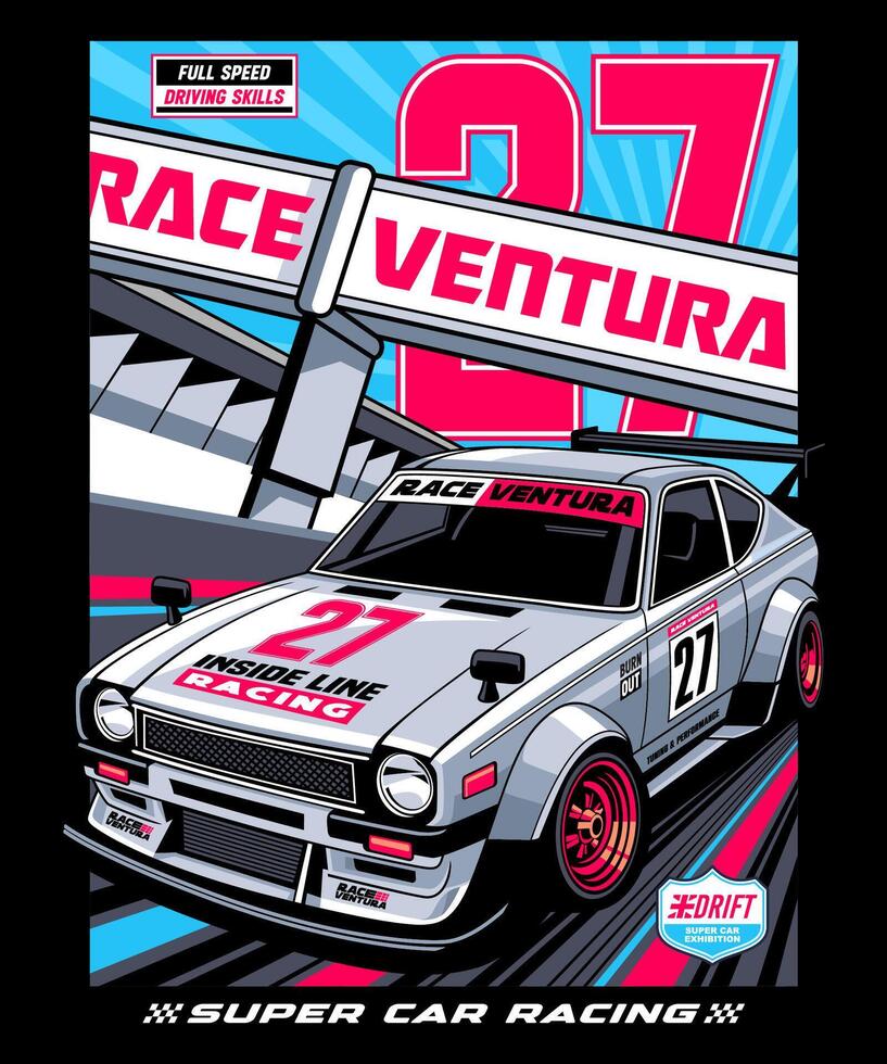 Race Ventura Super Car Racing Illustration Design vector