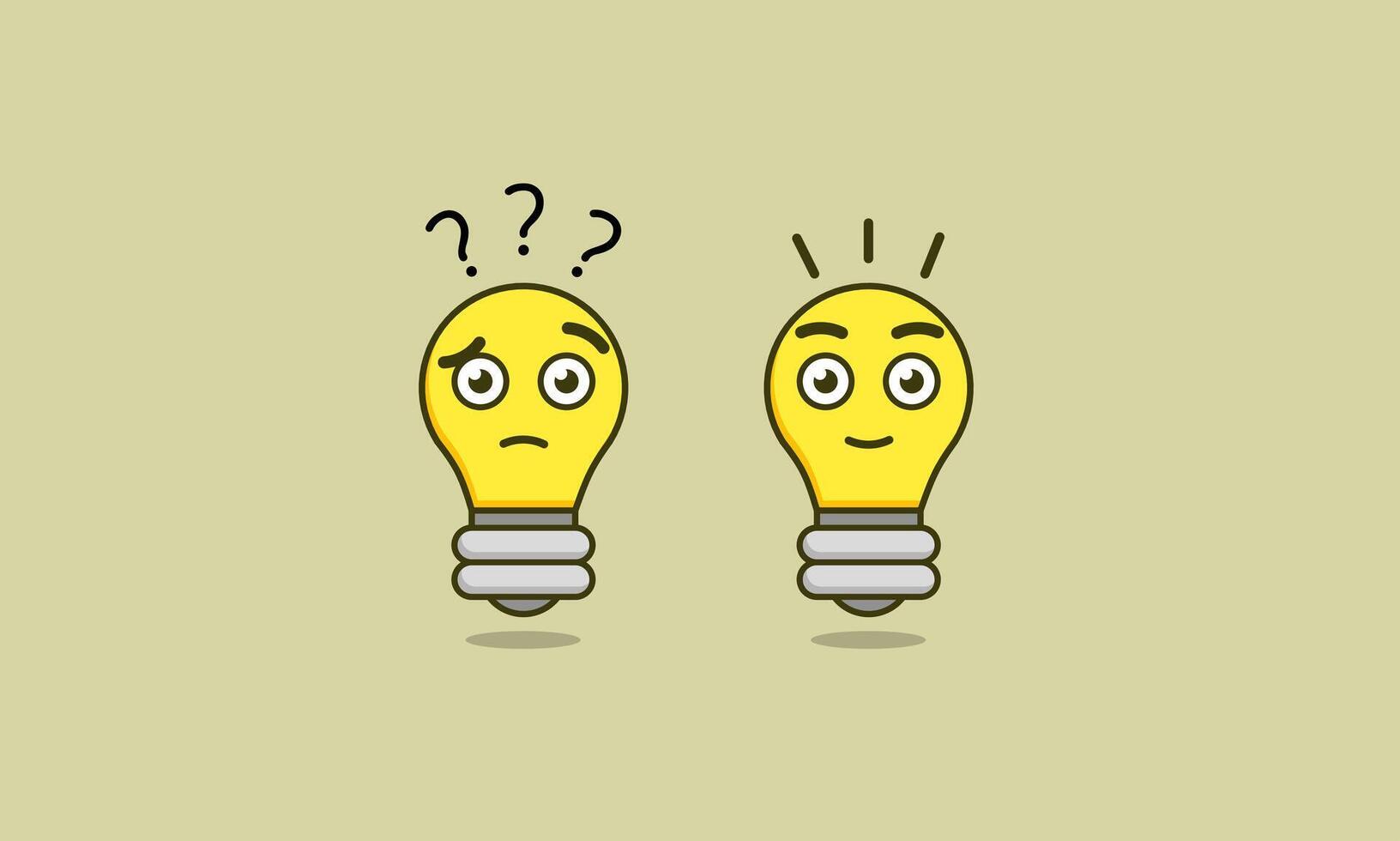 Light bulb. Lamp cartoon illustration full of ideas. Thinking cartoon animation vector
