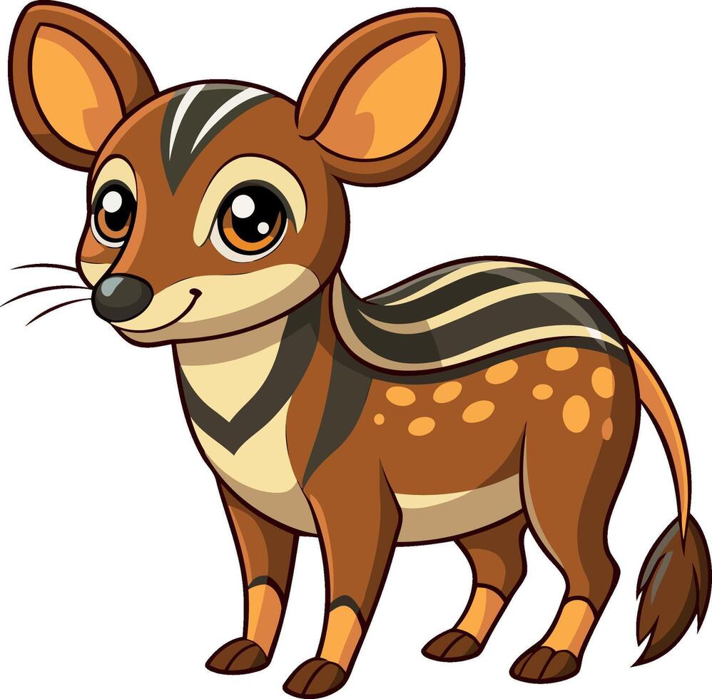 A striped mouse deer cartoon animal with a tail vector