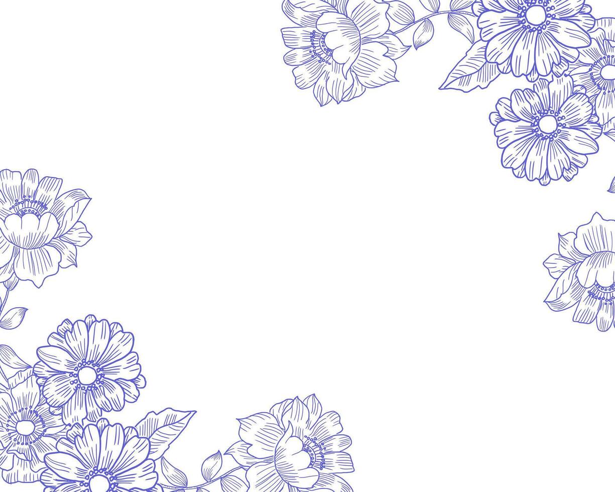 Vintage Hand Drawn Flower Border vector