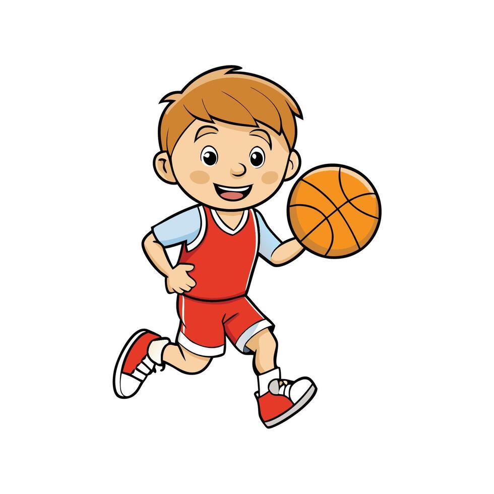 boy playing basketball illustration vector
