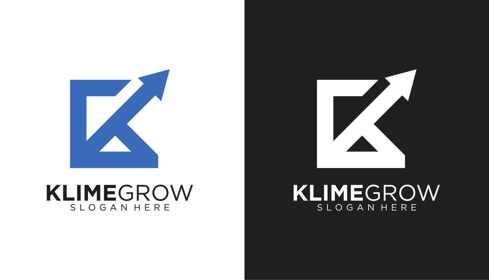 Modern growth square logo design . Abstract arrow shapes logo design in initial letter K graphic illustration. Symbol, icon, creative template element vector