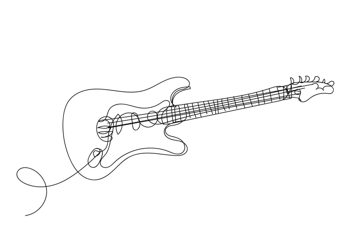 guitar ,line drawing style, continuous line art , illustration vector