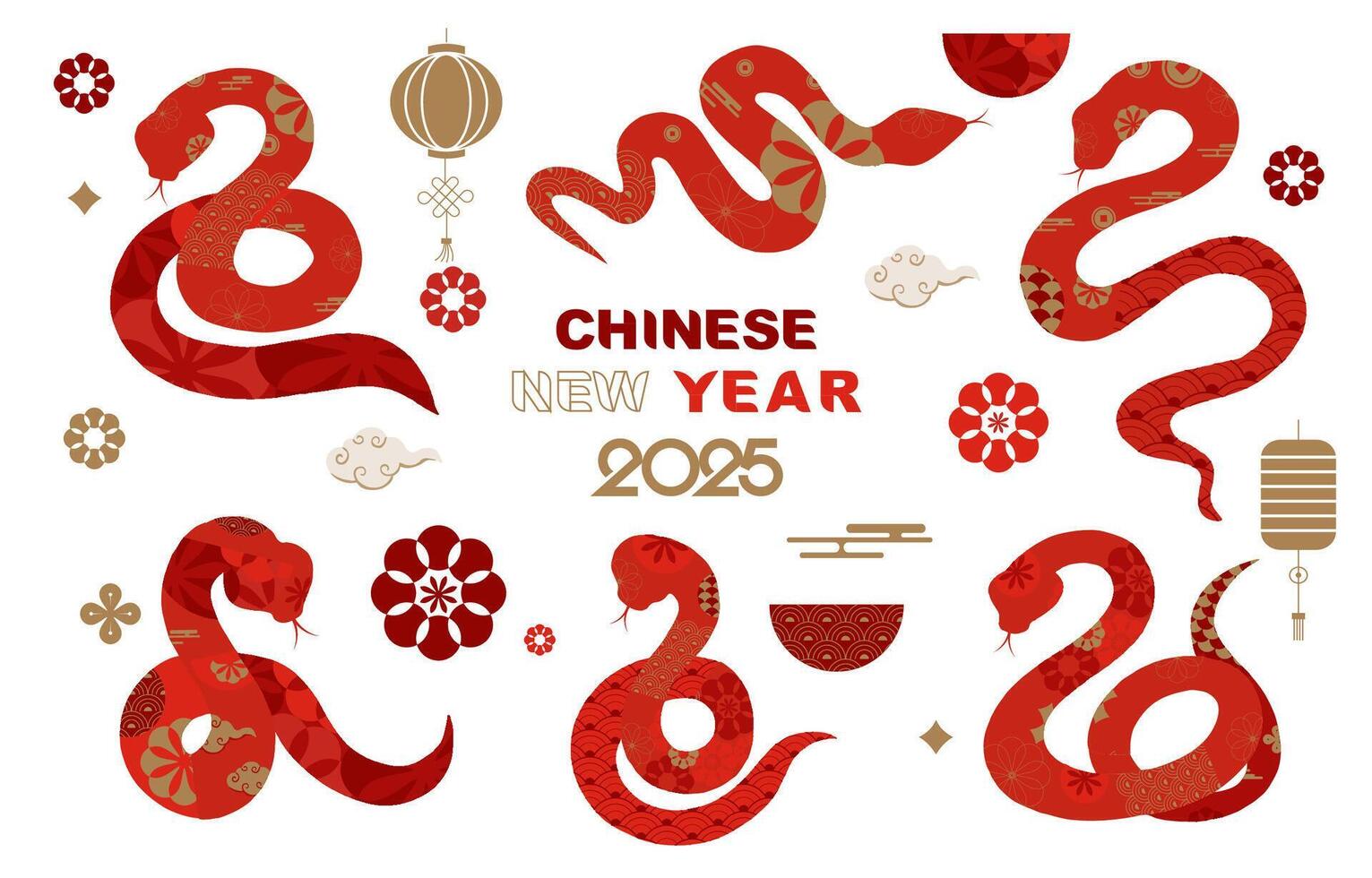 2025 snake chinese element object for icon vector
