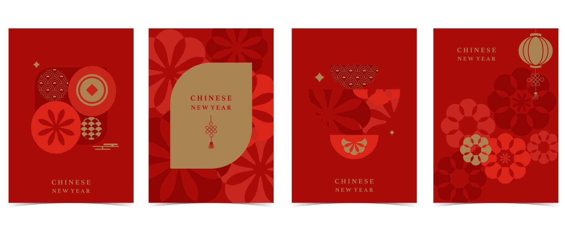 Happy Chinese New Year on red background with flower vector
