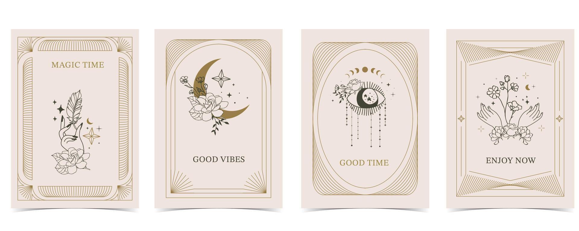 Boho invitation card with eye and moon vector