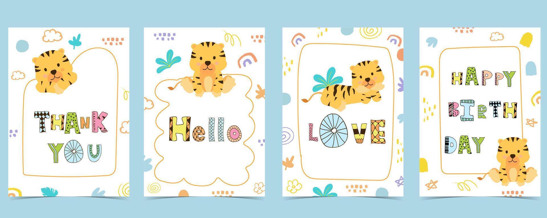 cute baby tiger template background for a4 vertical design vector