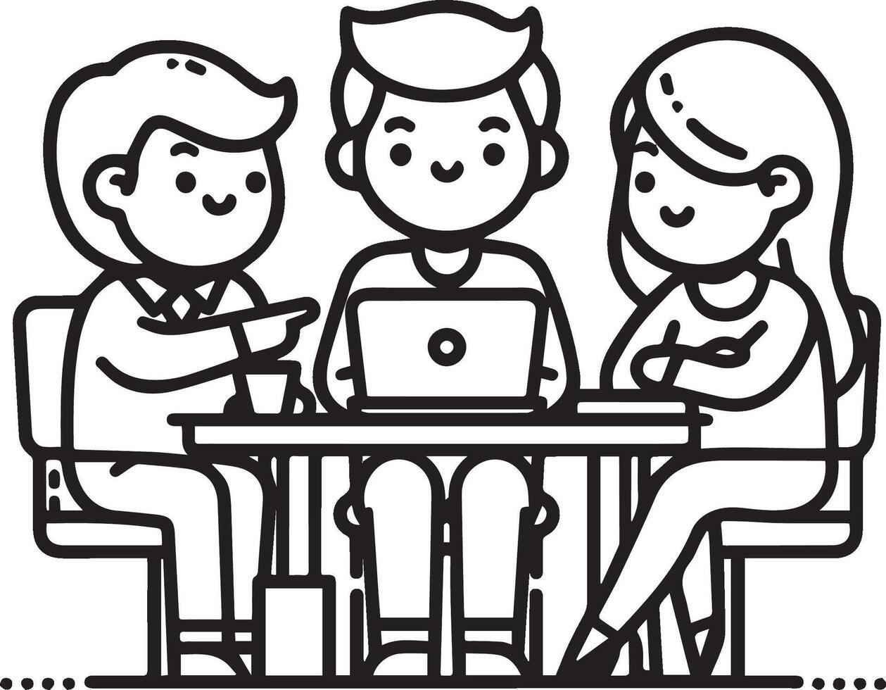 three individuals in meeting vector