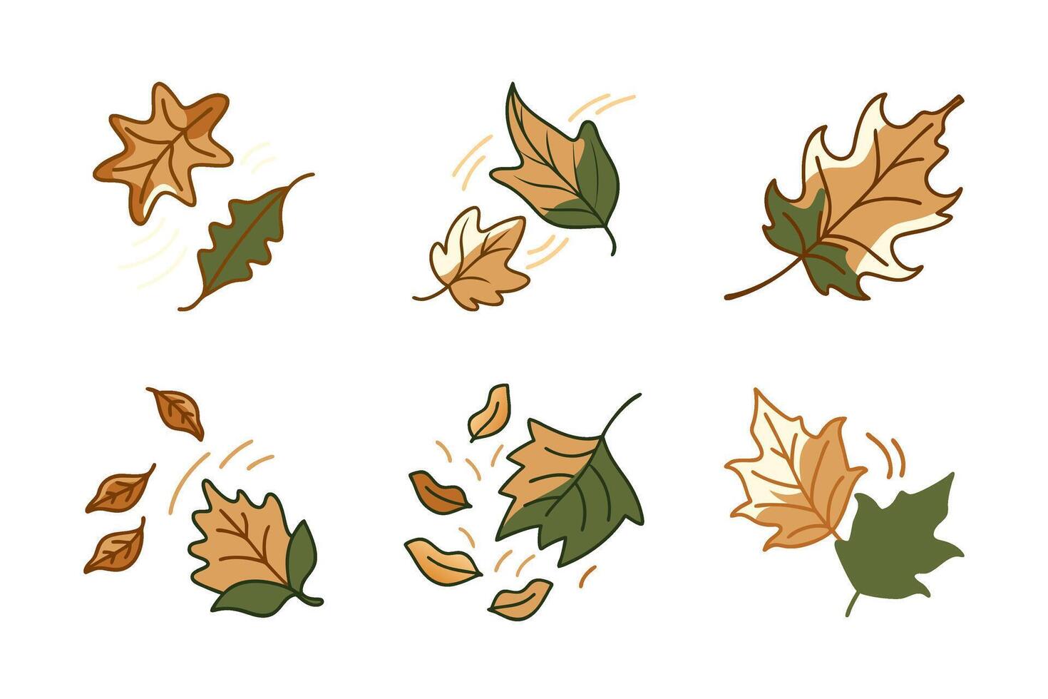 Set of Fall Leaves icons isolated on white background vector