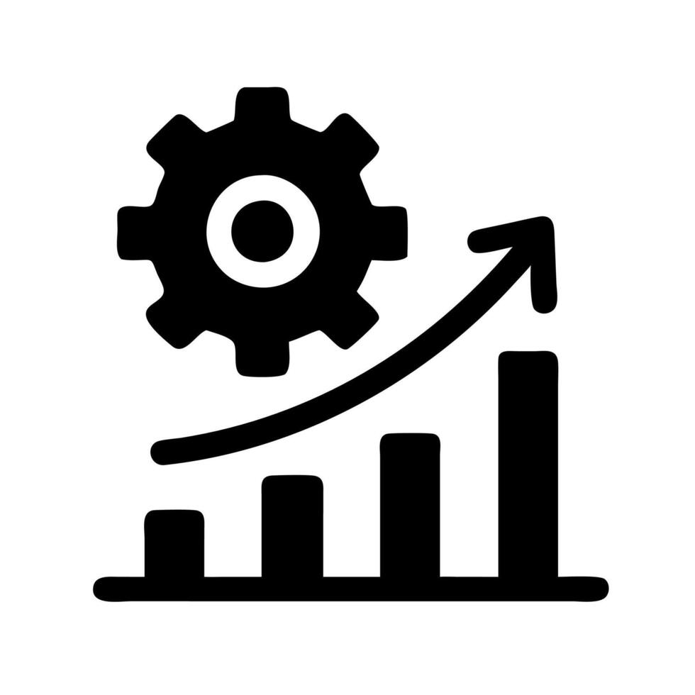 Efficiency increase. Productivity chart icon concept isolated on white background. illustration vector