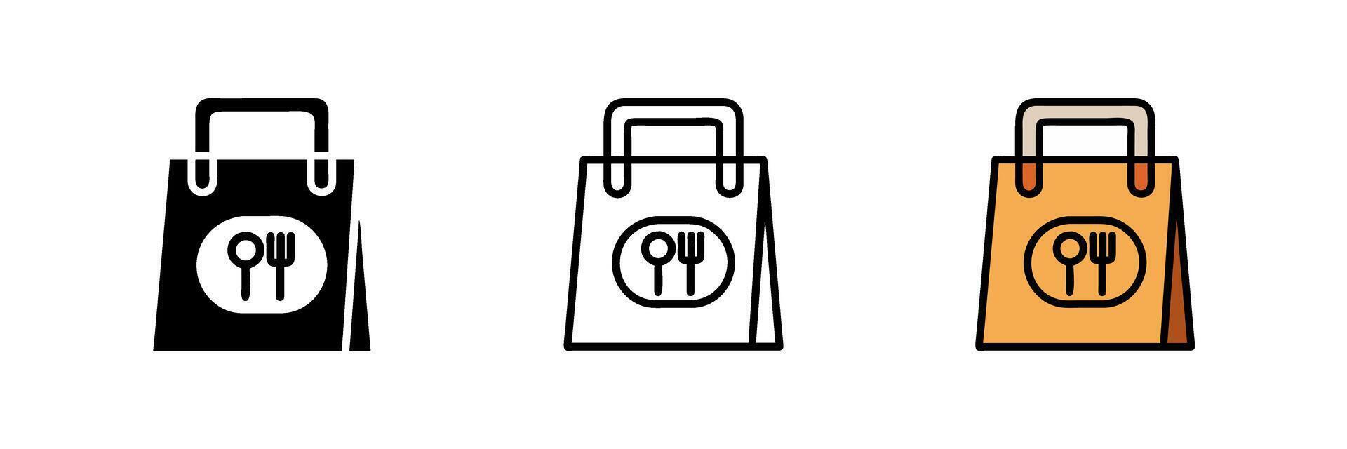 WTakeaway food symbol. Take away paper food bag icon. Daily meal in paper bag. illustrationebTakeaway food symbol. Take away paper food bag icon. Daily meal in paper bag. illustration vector