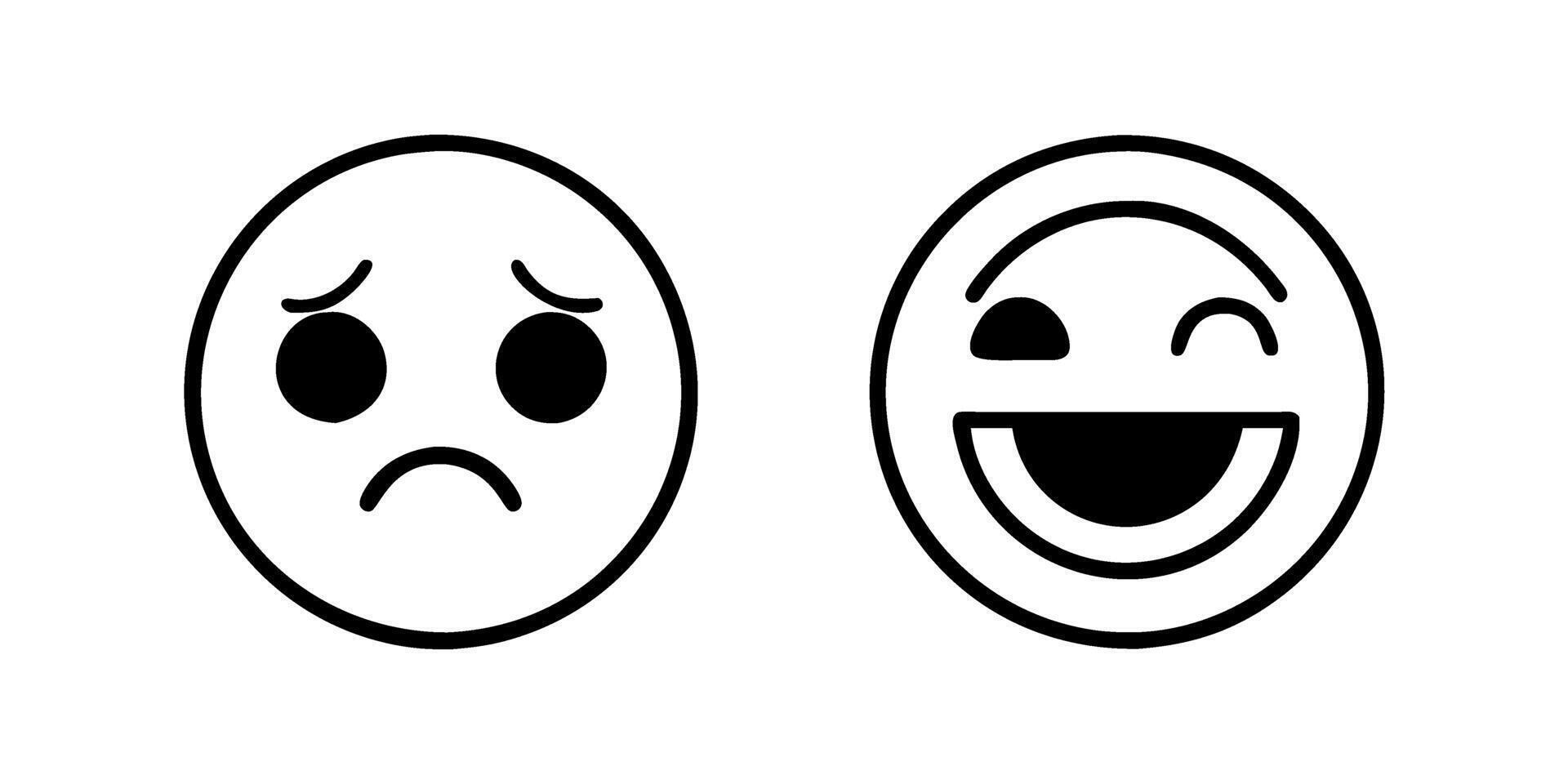 Sad and Happy Emoji icon set vector