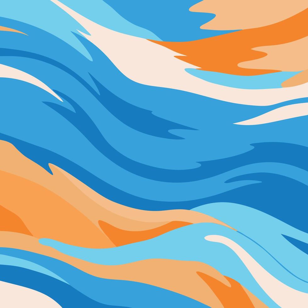 A blue and orange wave pattern vector