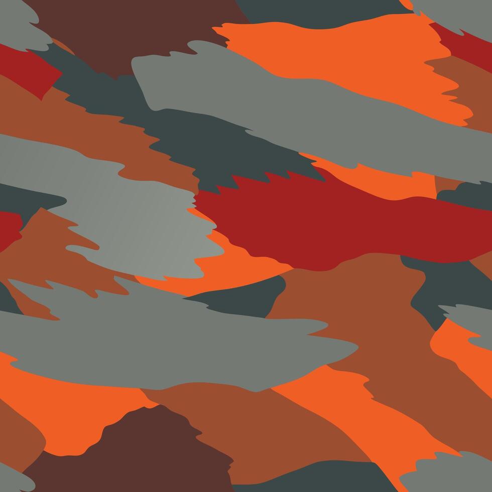 A camouflage pattern with orange, gray and black colors vector