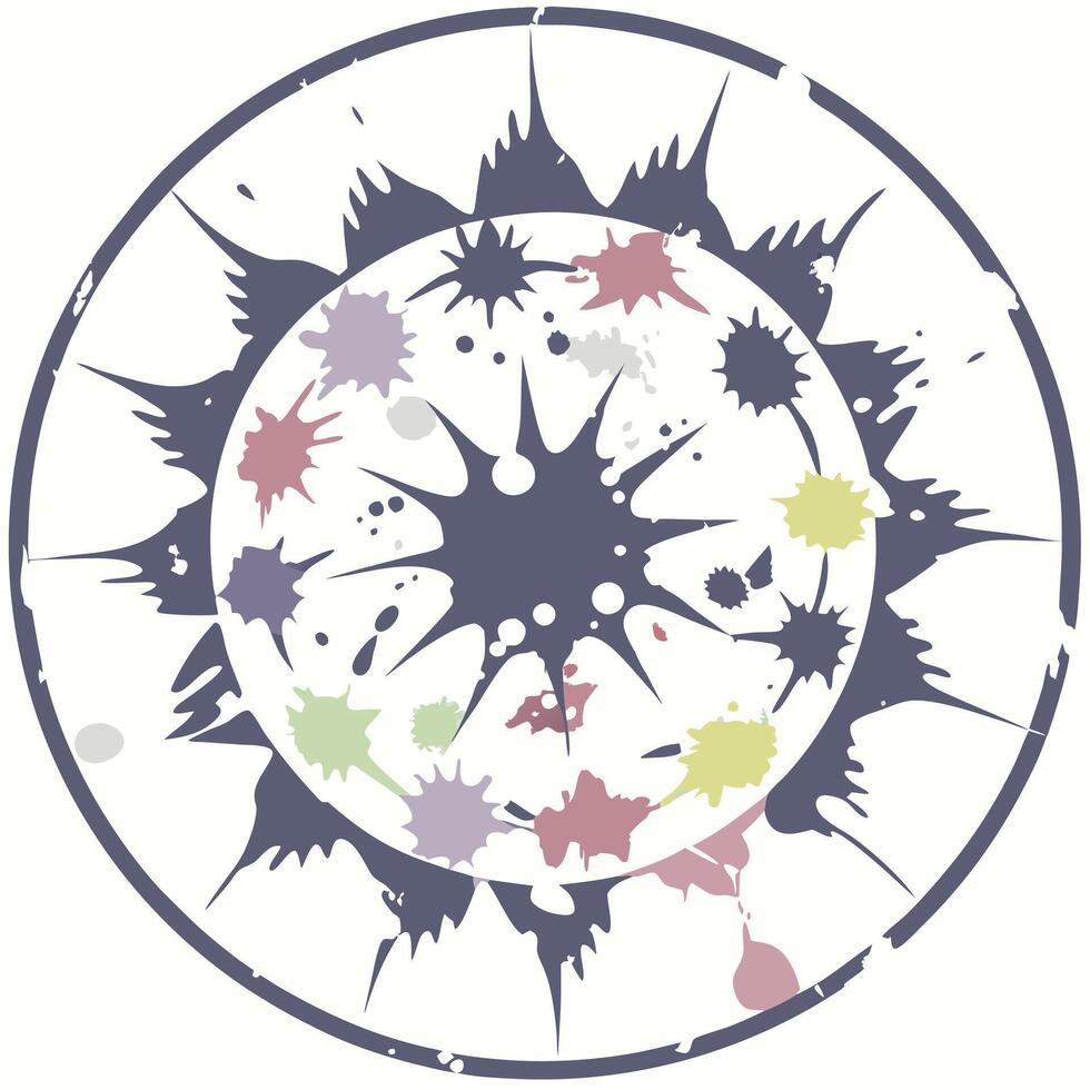 A circular design with many paint splatters vector