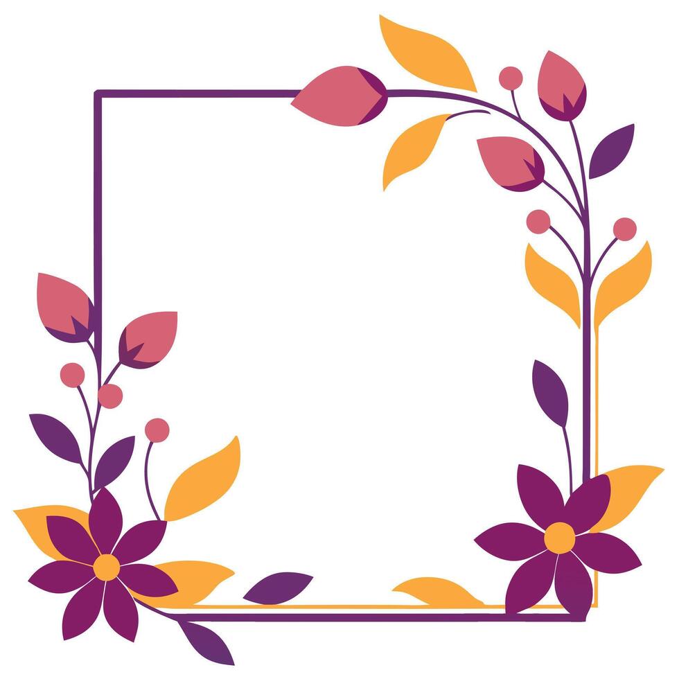 A square frame with flowers and leaves vector