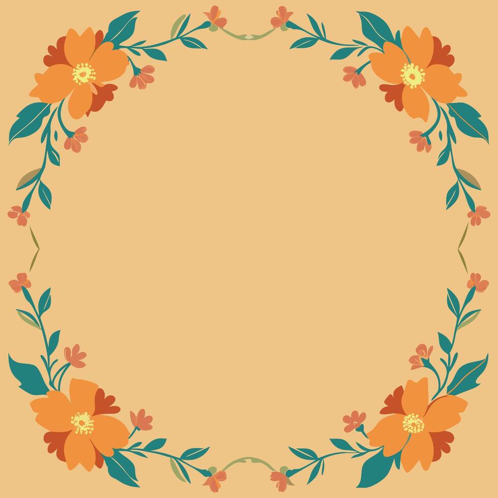 A floral wreath on a beige background vector